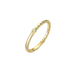 925 Sterling Silver Beaded Pave CZ Stacking Ring 70100525