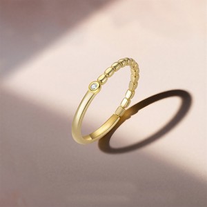 925 Sterling Silver Beaded Pave CZ Stacking Ring 70100525
