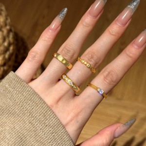 925 Sterling Silver Brushed Finish Pave CZ Stacking Ring 70100526