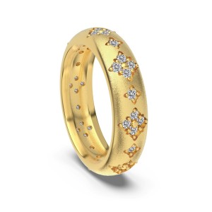 925 Sterling Silver Brushed Finish Pave CZ Stacking Ring 70100526