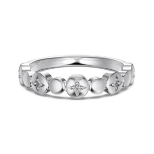 925 Sterling Silver Brushed Pave CZ Crossover Stacking Ring 70100527