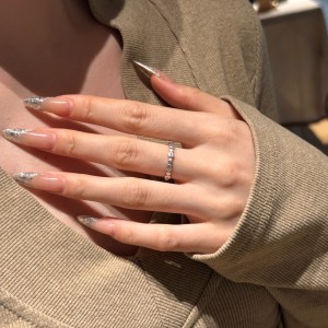 925 Sterling Silver Brushed Pave CZ Crossover Stacking Ring 70100527