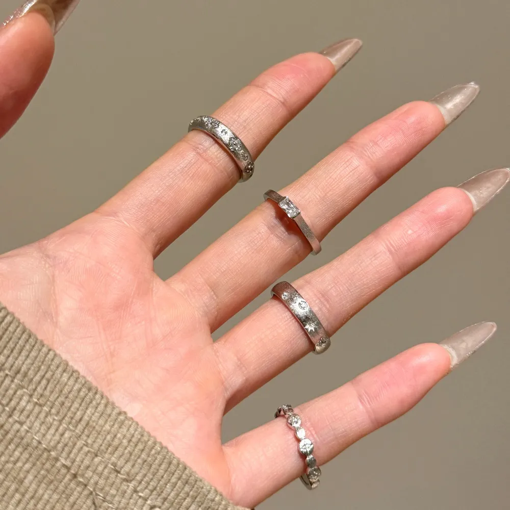 925 Sterling Silver Brushed Pave CZ Crossover Stacking Ring 70100527 - image1