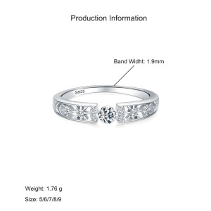 925 Sterling Silver Hollow Solitaire CZ Band Ring 70100529
