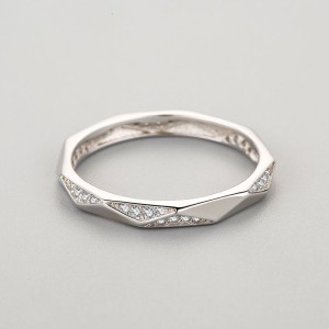 925 Sterling Silver Geometric Faceted Polygon CZ Ring 70100530