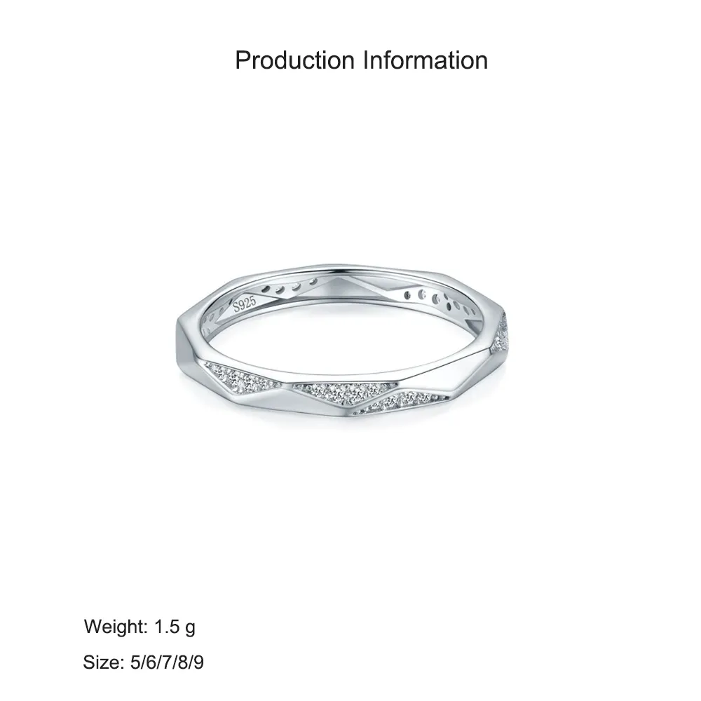 925 Sterling Silver Geometric Faceted Polygon CZ Ring 70100530 - image2