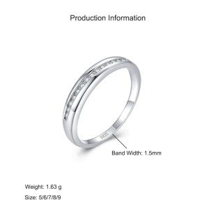 925 Sterling Silver Minimalist Geometric CZ Band Ring 70100532 925 Sterling Silver Minimalist Geometric CZ Band Ring 70100532