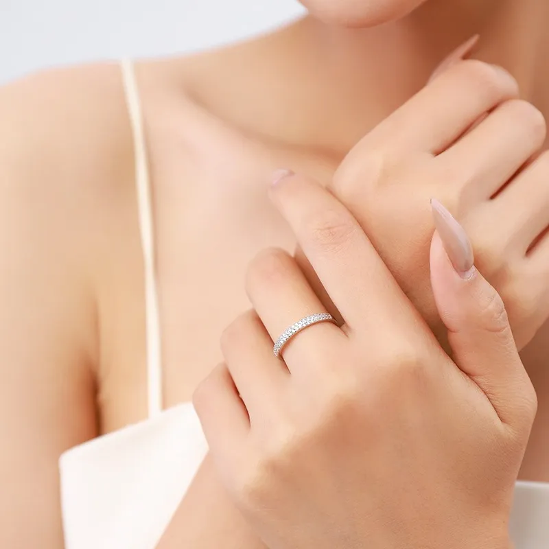 925 Sterling Silver Minimalist Full Pavé CZ Ring 70100533 - image1