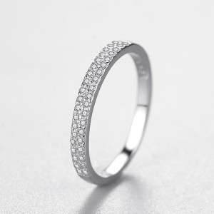 925 Sterling Silver Minimalist Full Pavé CZ Ring 70100533 925 Sterling Silver Minimalist Full Pavé CZ Ring 70100533