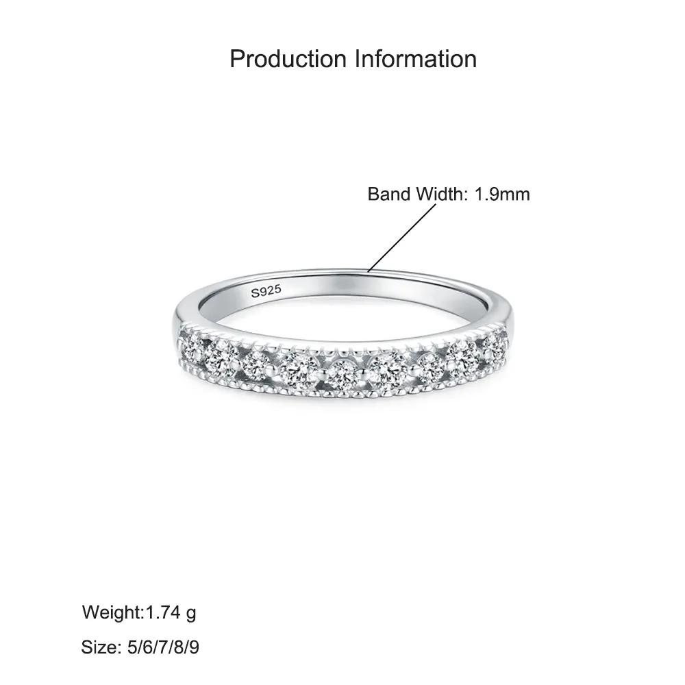 925 Sterling Silver Hollow Classic Pavé CZ Band Ring 70100535 - image2