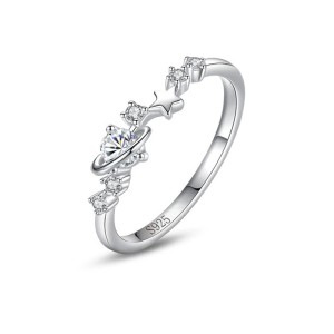 925 Sterling Silver Planet and Star CZ Ring 70100536 925 Sterling Silver Planet and Star CZ Ring 70100536
