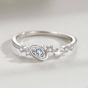 925 Sterling Silver Planet and Star CZ Ring 70100536 925 Sterling Silver Planet and Star CZ Ring 70100536