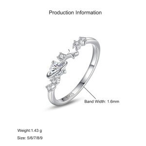 925 Sterling Silver Planet and Star CZ Ring 70100536 925 Sterling Silver Planet and Star CZ Ring 70100536