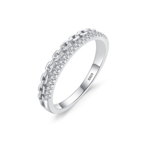 925 Sterling Silver Chain-Inspired CZ Band Ring 70100537 925 Sterling Silver Chain-Inspired CZ Band Ring 70100537