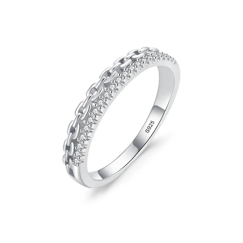 925 Sterling Silver Chain-Inspired CZ Band Ring 70100537 925 Sterling Silver Chain-Inspired CZ Band Ring 70100537