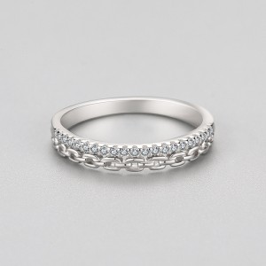 925 Sterling Silver Chain-Inspired CZ Band Ring 70100537 925 Sterling Silver Chain-Inspired CZ Band Ring 70100537