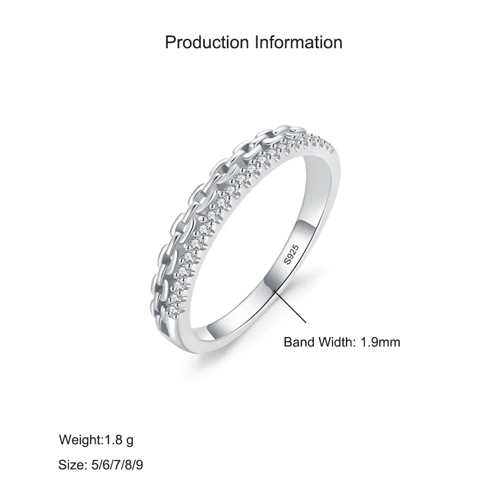 925 Sterling Silver Chain-Inspired CZ Band Ring 70100537 - image2