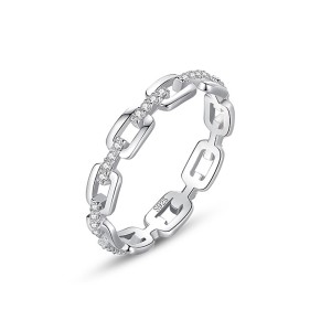 925 Sterling Silver Geometric Chain Link CZ Ring 70100538 925 Sterling Silver Geometric Chain Link CZ Ring 70100538