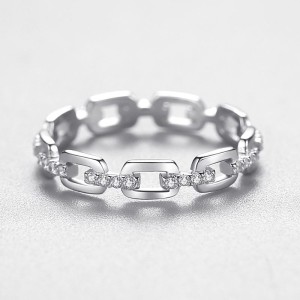 925 Sterling Silver Geometric Chain Link CZ Ring 70100538 925 Sterling Silver Geometric Chain Link CZ Ring 70100538