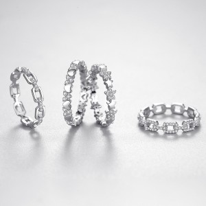 925 Sterling Silver Geometric Chain Link CZ Ring 70100538 925 Sterling Silver Geometric Chain Link CZ Ring 70100538