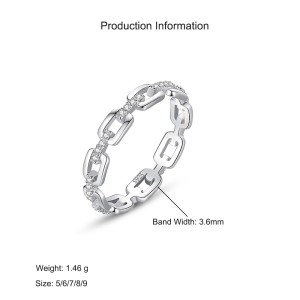 925 Sterling Silver Geometric Chain Link CZ Ring 70100538 925 Sterling Silver Geometric Chain Link CZ Ring 70100538