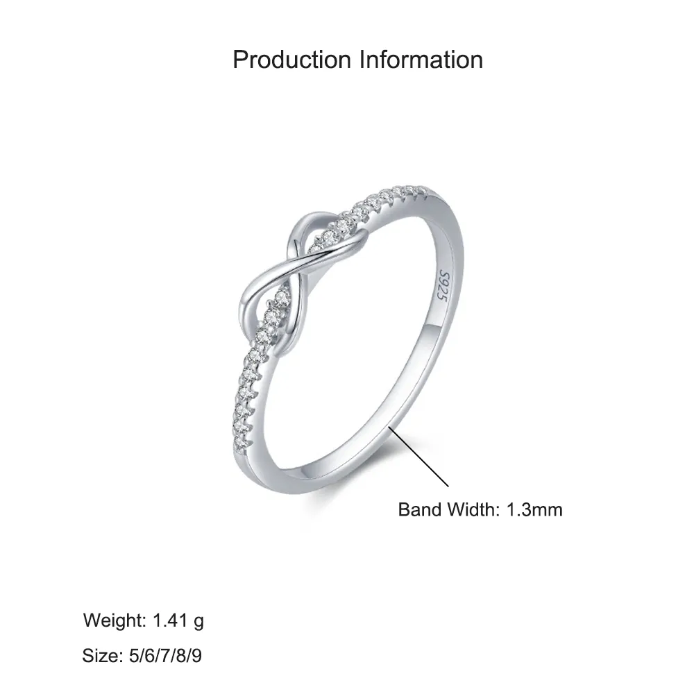 925 Sterling Silver Symbolic Infinity CZ Ring 70100539 - image2