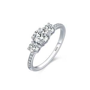 925 Sterling Silver Classic Three-Stone CZ Ring 70100542