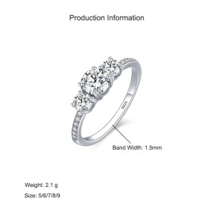 925 Sterling Silver Classic Three-Stone CZ Ring 70100542