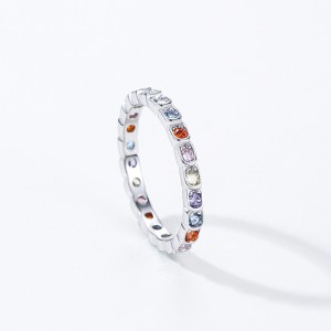 925 Sterling Silver Dopamine Rainbow CZ Ring 70100543 925 Sterling Silver Dopamine Rainbow CZ Ring 70100543