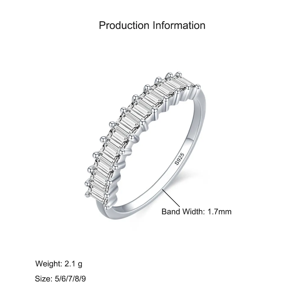 925 Sterling Silver Minimalist Baguette CZ Stacking Ring 70100544 - image2