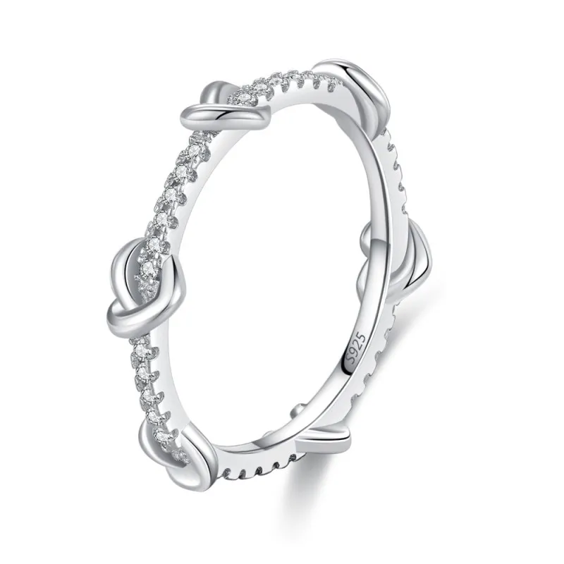 925 Sterling Silver Stacking Love Heart CZ Band Ring 70100545