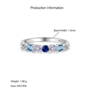 925 Sterling Silver Ocean Blue CZ Stacking Band Ring 70100546 925 Sterling Silver Ocean Blue CZ Stacking Band Ring 70100546