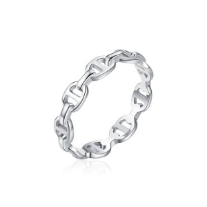925 Sterling Silver Geometric Chain Ring 70100547 925 Sterling Silver Geometric Chain Ring 70100547