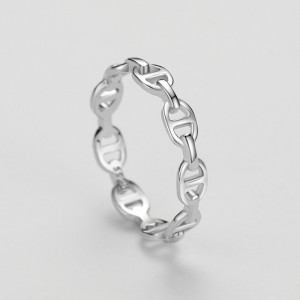 925 Sterling Silver Geometric Chain Ring 70100547 925 Sterling Silver Geometric Chain Ring 70100547