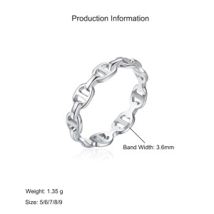 925 Sterling Silver Geometric Chain Ring 70100547 925 Sterling Silver Geometric Chain Ring 70100547