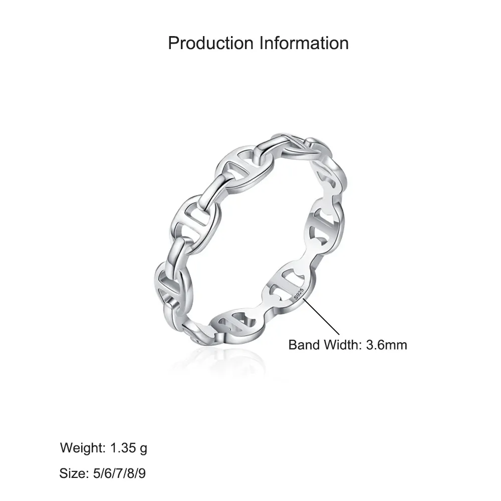 925 Sterling Silver Geometric Chain Ring 70100547 - image2