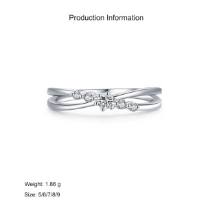 925 Sterling Silver Minimalist Twisted Crossover CZ Ring 70100548 925 Sterling Silver Minimalist Twisted Crossover CZ Ring 70100548