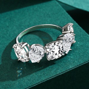 925 Sterling Silver Five-Stone Cushion Cut CZ Band Ring 70100549 925 Sterling Silver Five-Stone Cushion Cut CZ Band Ring 70100549