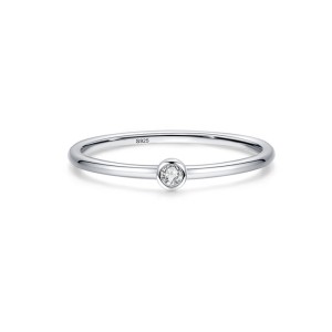 925 Sterling Silver Minimalist Bezel-Set CZ Stackable Ring 70100550 925 Sterling Silver Minimalist Bezel-Set CZ Stackable Ring 70100550