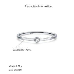 925 Sterling Silver Minimalist Bezel-Set CZ Stackable Ring 70100550 925 Sterling Silver Minimalist Bezel-Set CZ Stackable Ring 70100550