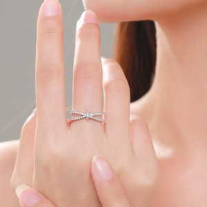 925 Sterling Silver Crossover Zircon Ring 70100552 925 Sterling Silver Crossover Zircon Ring 70100552