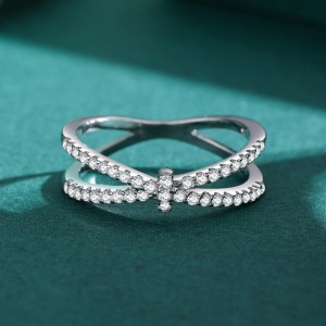 925 Sterling Silver Crossover Zircon Ring 70100552 925 Sterling Silver Crossover Zircon Ring 70100552