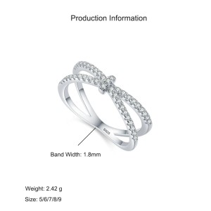 925 Sterling Silver Crossover Zircon Ring 70100552 925 Sterling Silver Crossover Zircon Ring 70100552