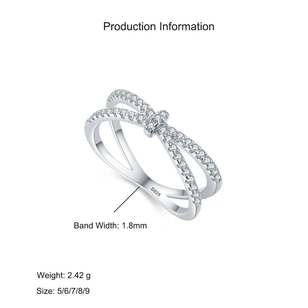 925 Sterling Silver Crossover Zircon Ring 70100552 - image2