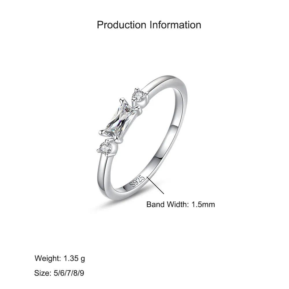 925 Sterling Silver Baguette-Cut CZ Ring 70100554 - image2