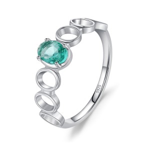 925 Sterling Silver Paraiba Blue-Green Zircon Ring 70100555 925 Sterling Silver Paraiba Blue-Green Zircon Ring 70100555