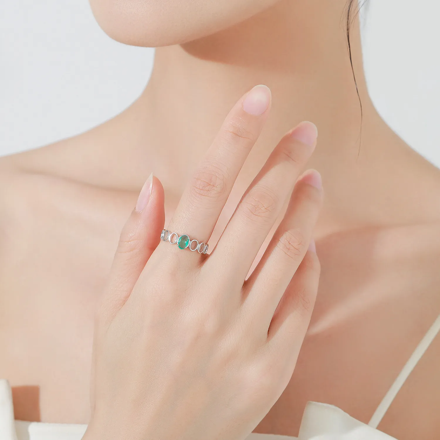 925 Sterling Silver Paraiba Blue-Green Zircon Ring 70100555 - image1