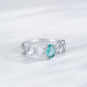 925 Sterling Silver Paraiba Blue-Green Zircon Ring 70100555 925 Sterling Silver Paraiba Blue-Green Zircon Ring 70100555