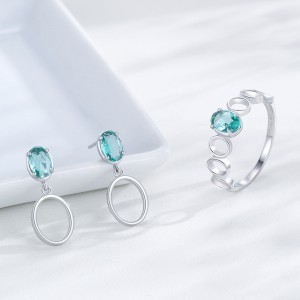 925 Sterling Silver Paraiba Blue-Green Zircon Ring 70100555 925 Sterling Silver Paraiba Blue-Green Zircon Ring 70100555