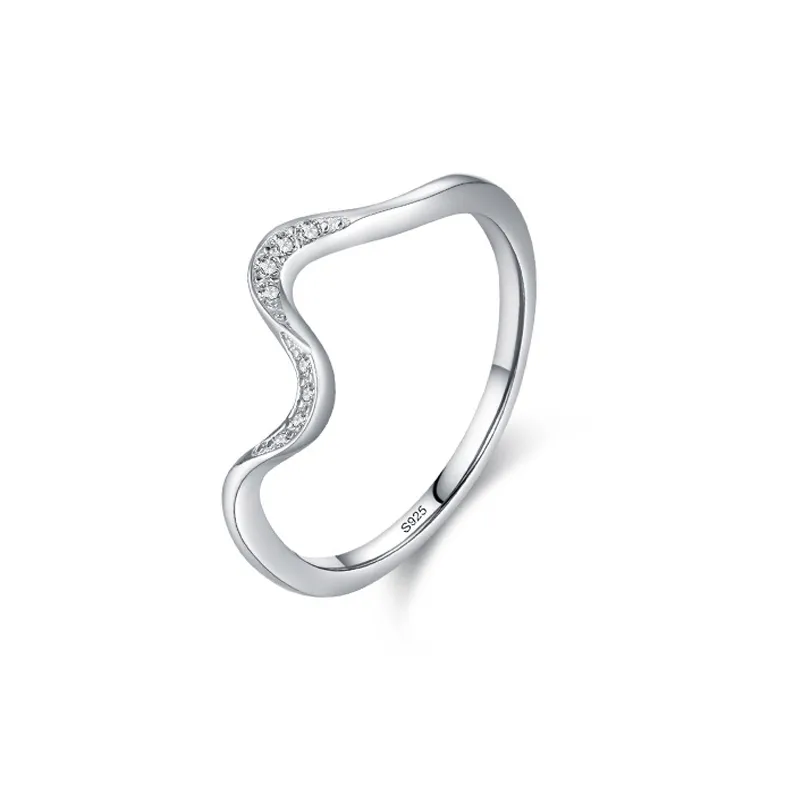 925 Sterling Silver Wave CZ Minimalist Band Ring 70100557 925 Sterling Silver Wave CZ Minimalist Band Ring 70100557